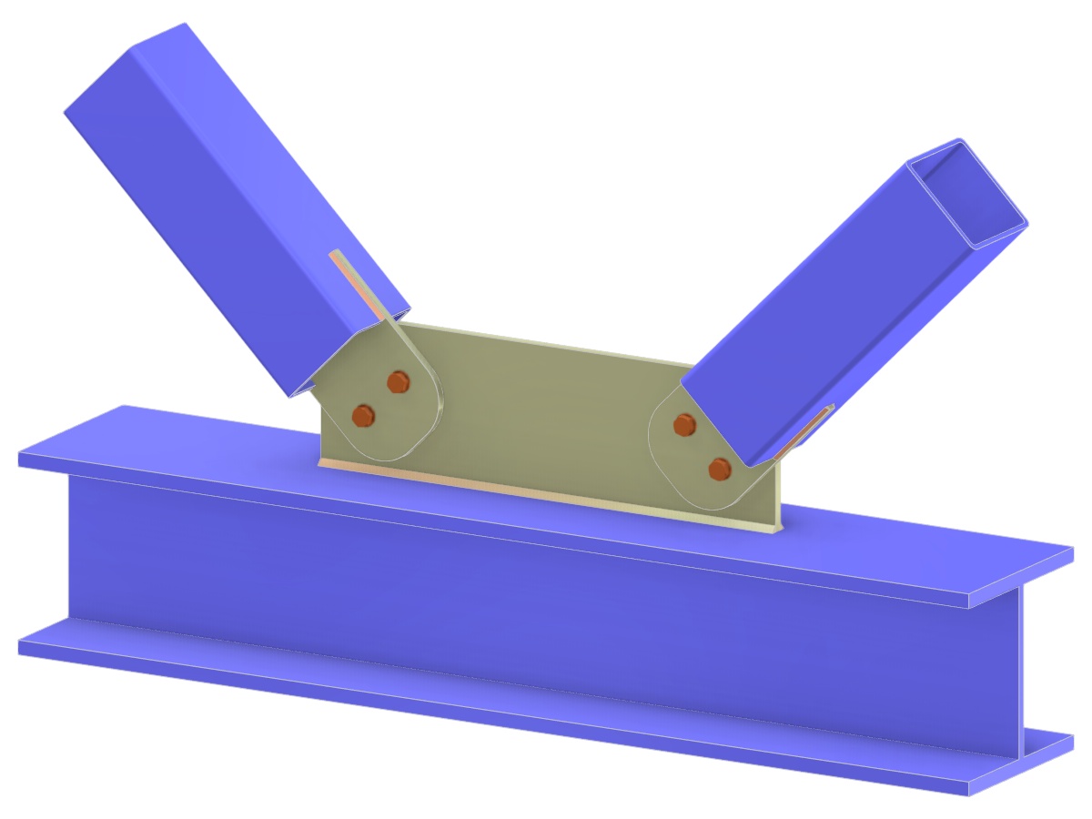 Model 005273 | Truss K-Joint | Diagonals to Chord Connection via Gusset Plate and Tongue Plate