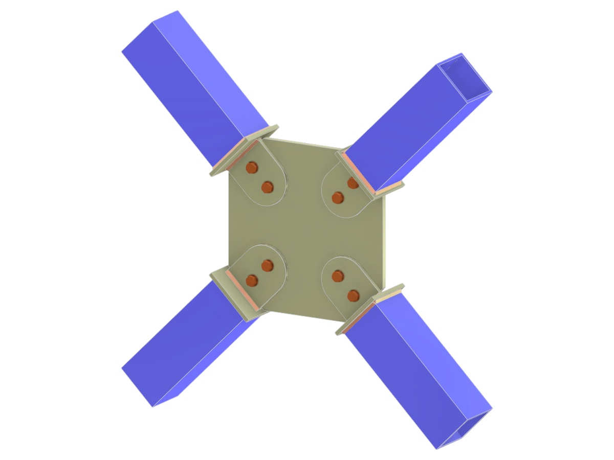 Model 005337 | Ztužení X-spoj | Diagonální připojení pomocí přípojného plechu a připojovacího plechu
