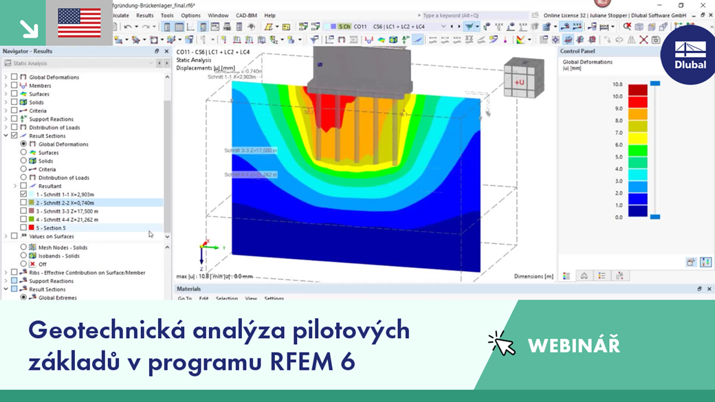 Webinář o geotechnické analýze pilotových základů pomocí softwaru RFEM 6.