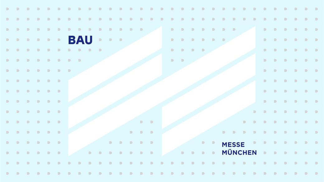 Logo BAU 2025 s jasně definovanou typografií a grafickým akcentem