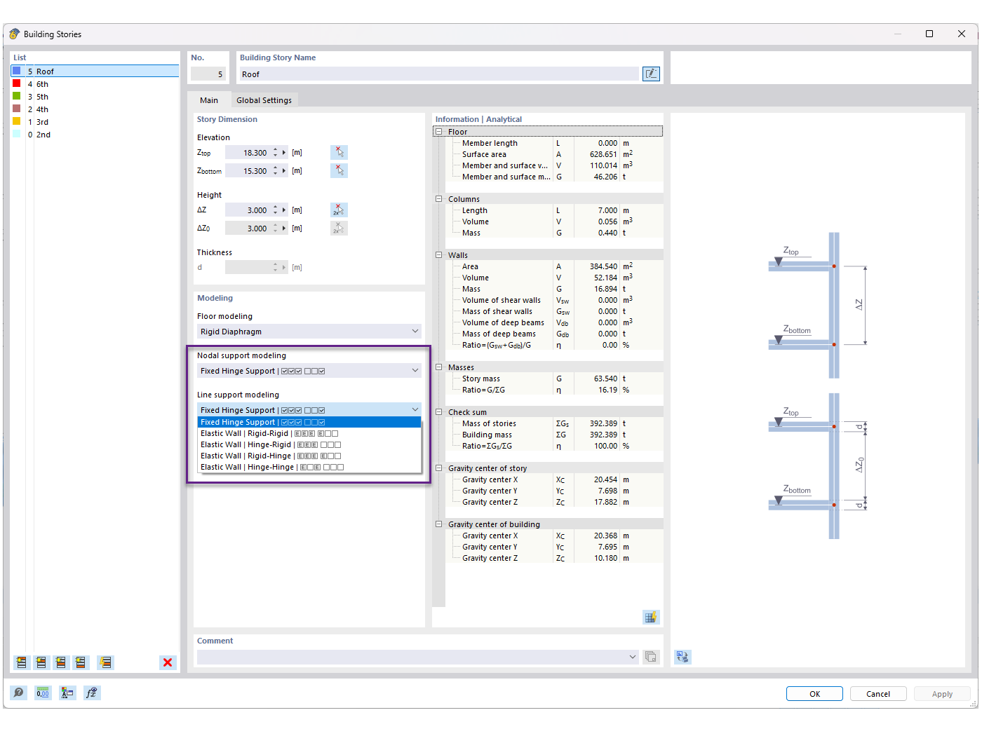 2D calculation model for structural analysis in engineering software