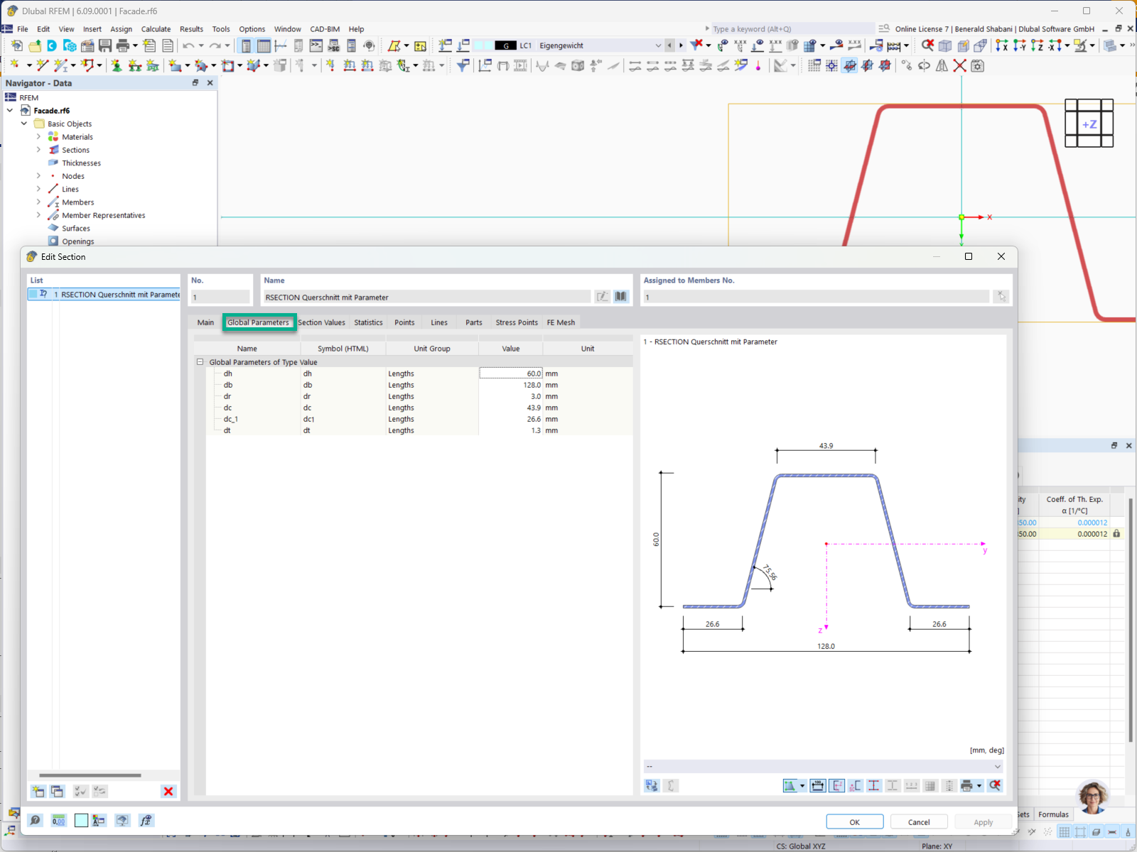 Parametrické nastavení RSECTION v programu RFEM | RSTAB Funkce 002944