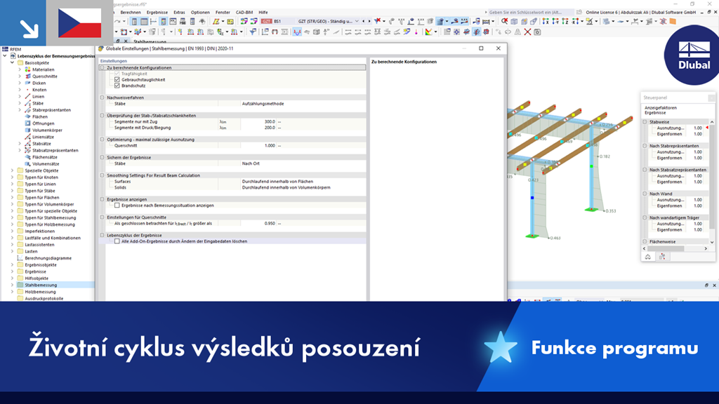 Funkce Produktu Životní cyklus výsledku návrhu pro ocel, styčníky, hliník a dřevo