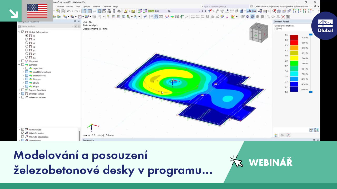 Prezentace z webináře propagující modelování a techniky návrhu železobetonových desek.