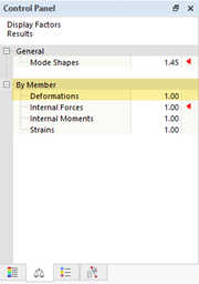 Ovládací panel zobrazuje vlastní tvary režimů s přesnými výsledky.