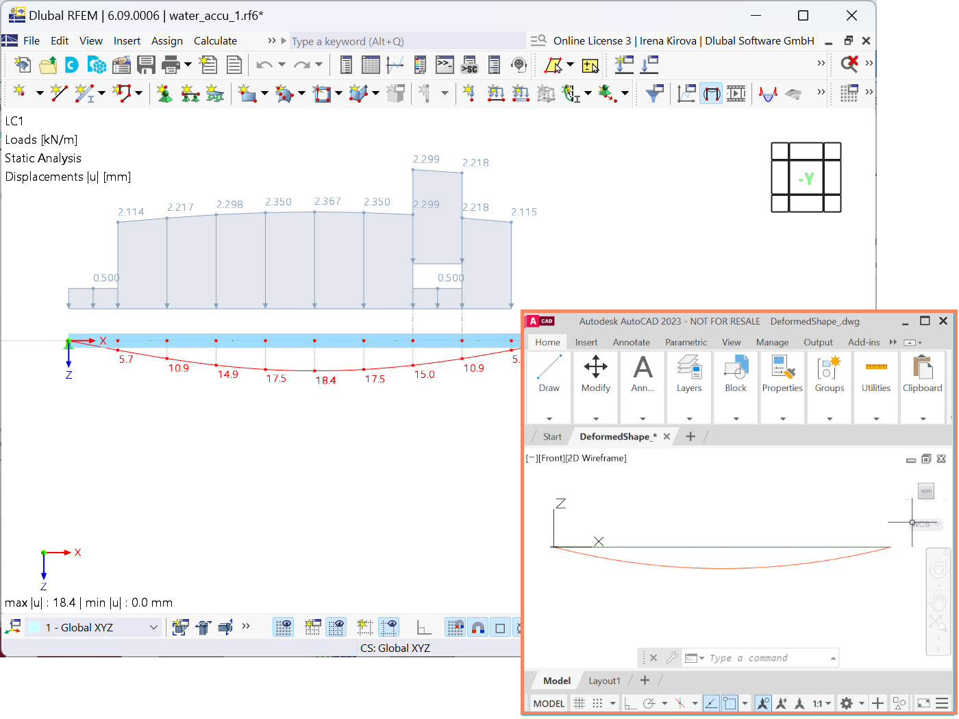 Možnost Export deformovaného tvaru v programu RFEM 6 usnadňuje export deformovaných tvarů sítě do souborů DXF, čímž se zvyšuje interoperabilita dat.