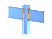 Model 005595 | Obrázek znázorňuje nevyztužený šroubový přípoj čelní deskou používaný v přípojích ocelových konstrukcí.