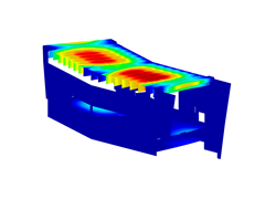 Deformace mezistanice lanovky 3S, simulovaná v programu RFEM 5 s animačním efektem