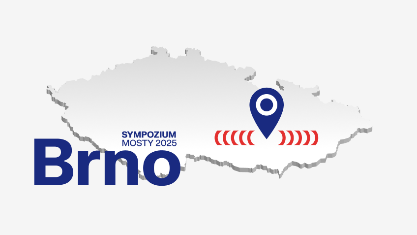 Mapa České republiky vyznačující polohu města Brno, místo konání Sympozia Mosty 2025.