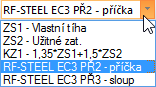 Panel pro výběr návrhového modulu pro konkrétní výpočty v softwaru pro inženýrství
