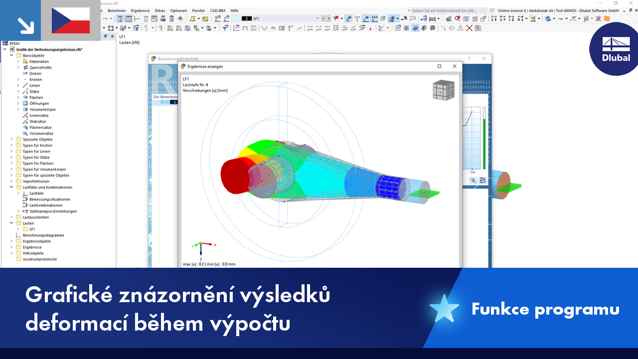 Obrázek ukazuje výsledky deformace konstrukce při výpočtu staveb.