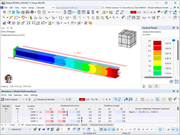 Deformace nosníku v programu RFEM 6 v důsledku rozdílných teplot horní a dolní plochy.