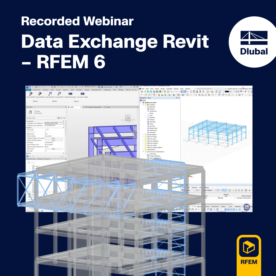Záznam webináře představující postup při výměně dat mezi programy Revit a RFEM 6.