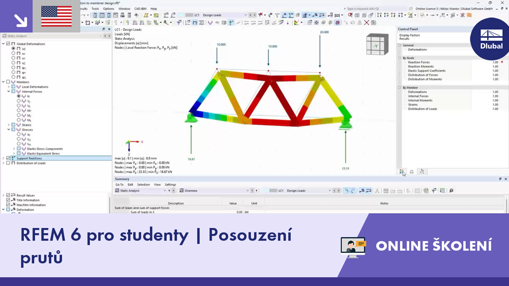 Interaktivní výuka posouzení prutů pro studenty pomocí programu RFEM 6.