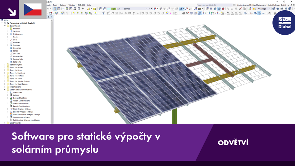 Software pro statiku pro optimalizaci solárních konstrukcí v energetických odvětvích