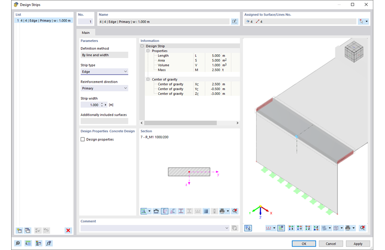 Dialog pro použití metody návrhových pásů podle ACI 318-19 pro výztuž desek v obou směrech