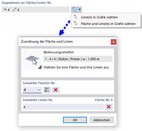 Grafická definice plochy a linie pro návrhové pásy