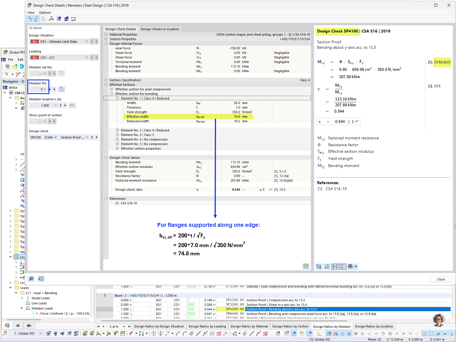 FAQ 005689 | Can I design members with Class 4 sections according to CSA S16 in the Steel Design add-on?