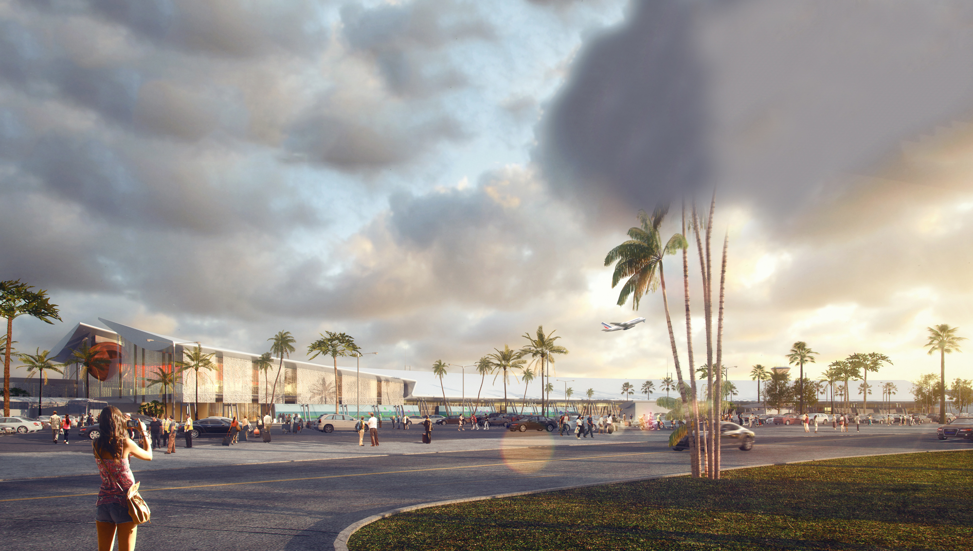 3D renderování letiště Aimého Césaira na Martiniku | © AIA Life Designers, architectes
