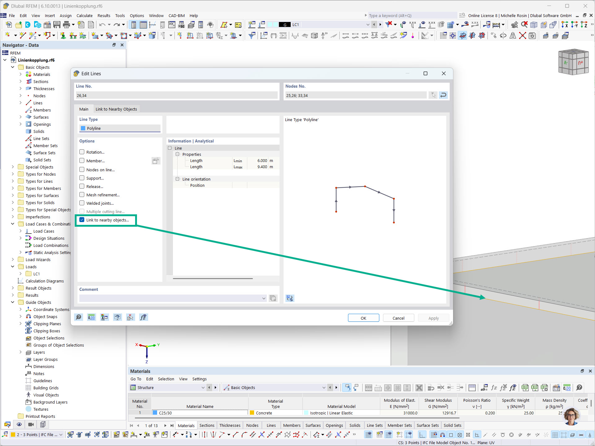 Nastaví se parametry pro hledání a sousedící objekty se propojí tuhými vazbami.