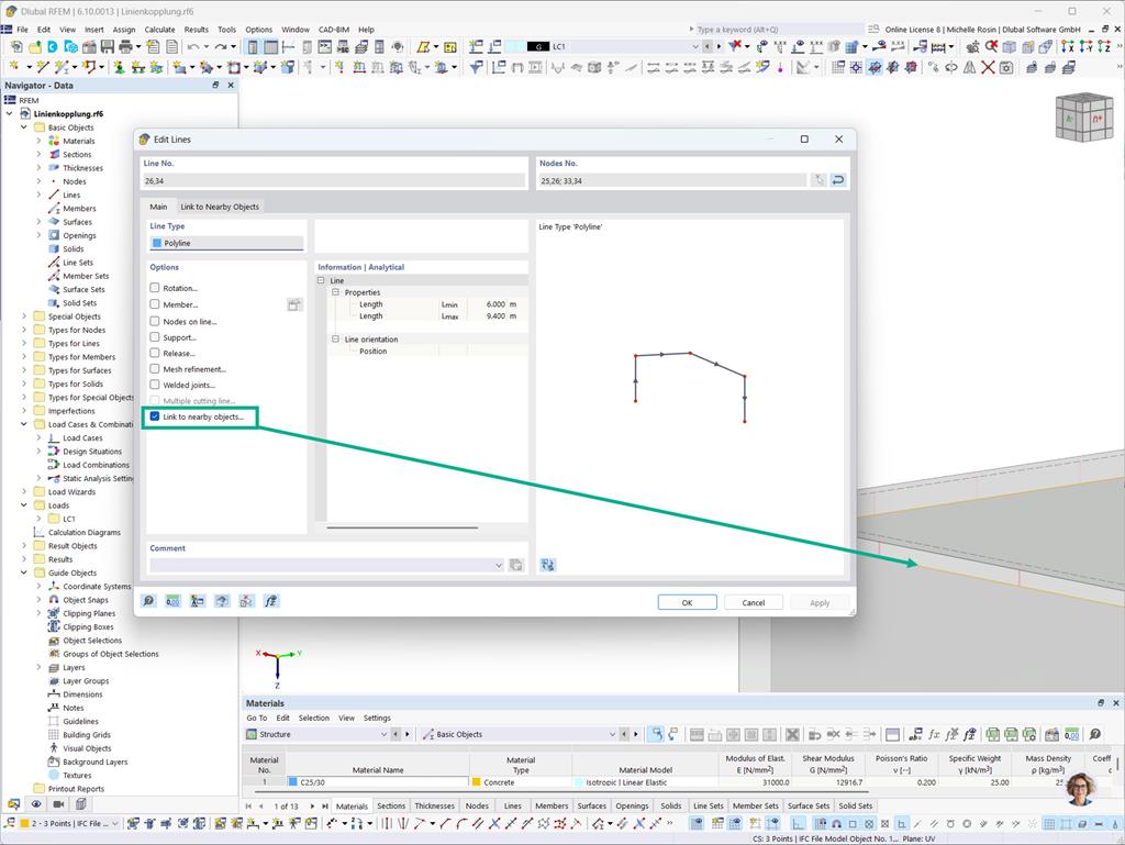 Nastaví se parametry pro hledání a sousedící objekty se propojí tuhými vazbami.