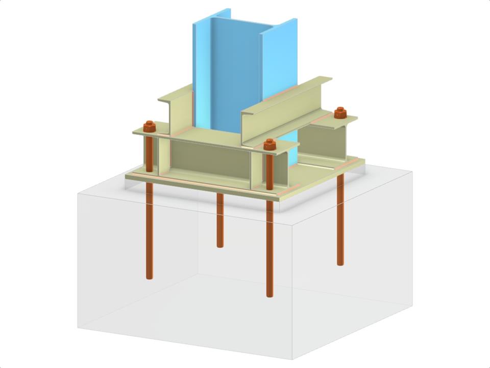 Model 005824 | Základová patka s kotvicí příčnou tyčí