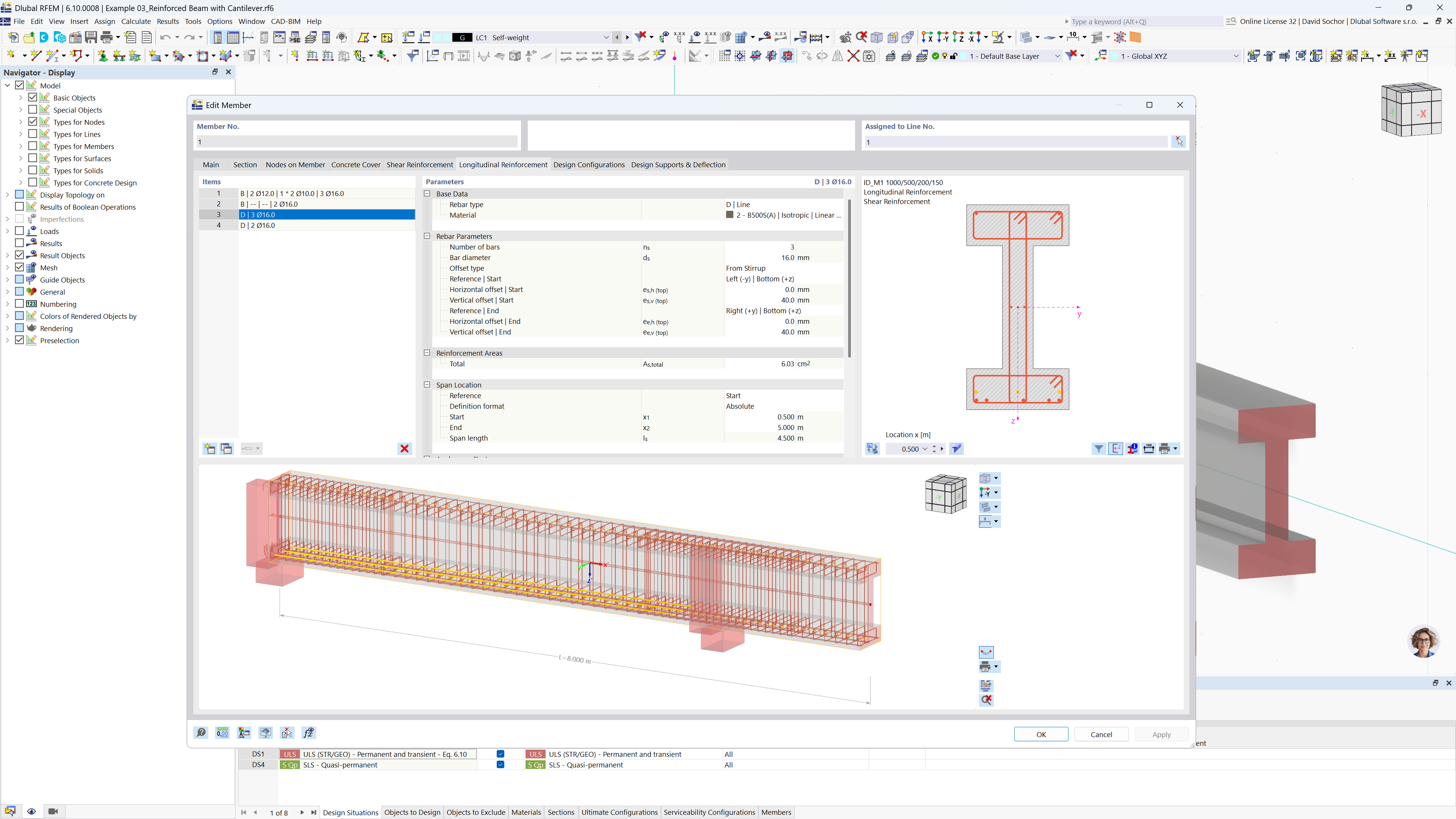 Grafické znázornění třmínků a podélných detailů výztuže pro betonové prvky v prostředí CAD.