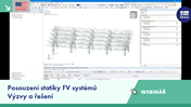 Banner webináře věnovaného problémům a řešením návrhu nosných konstrukcí v inženýrství fotovoltaických systémů.