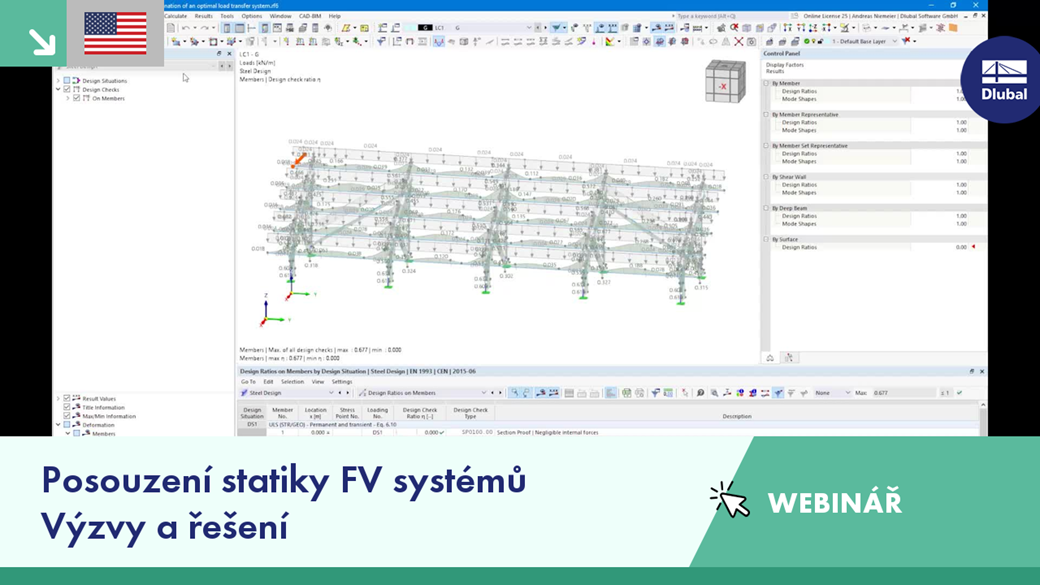 Banner webináře věnovaného problémům a řešením návrhu nosných konstrukcí v inženýrství fotovoltaických systémů.