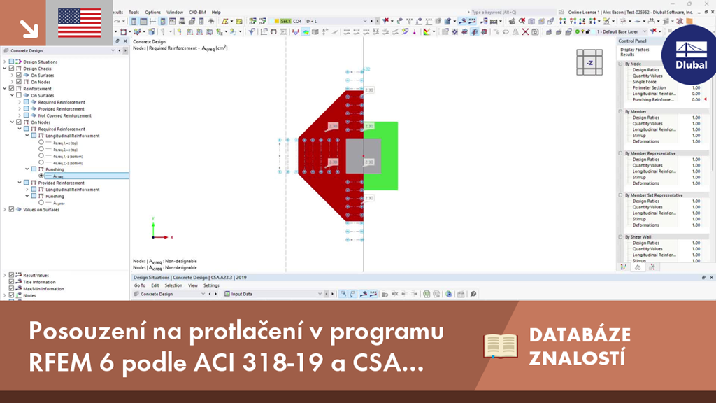 Posouzení na protlačení v programu RFEM 6 podle norem ACI 318-19 a CSA A23.3:19.