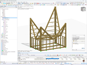 Tento model konstrukce představuje Hanji House s LVL prvky a OSB deskami se znázorněním deformací.