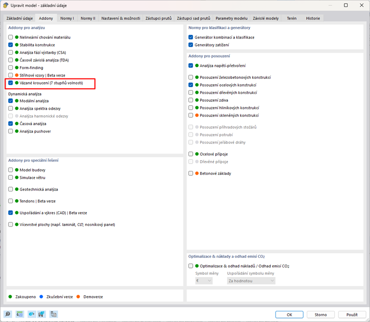Je třeba vypnout addon Vázané kroucení.