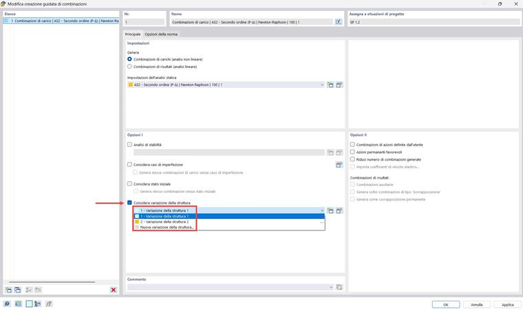 Generátor kombinací zatížení | Změna konstrukce