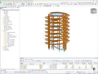 3D model věže v programu RSTAB