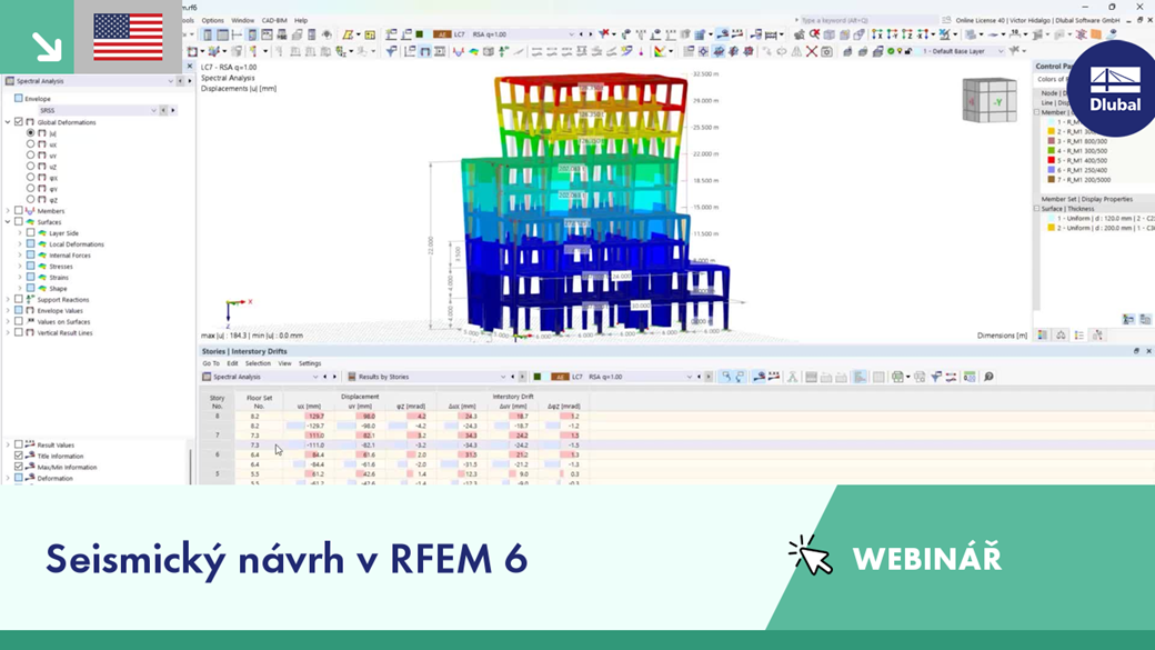 Rozhraní RFEM 6 s ukázkou funkcí pro seizmické posouzení pro statickou analýzu