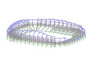 Pohled na fotbalový stadion v Mazatlánu v Mexiku, který ukazuje jeho složitou konstrukci.