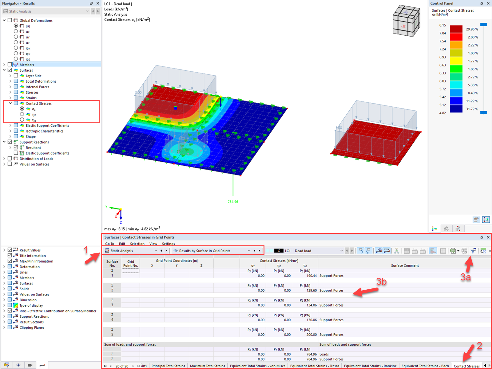 Zobrazení kontaktních napětí na jednotlivých plochách v programu RFEM 6