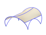 Textilní membránová konstrukce na ocelovém nosném rámu s využitím addonu Form-Finding v programu RFEM 6