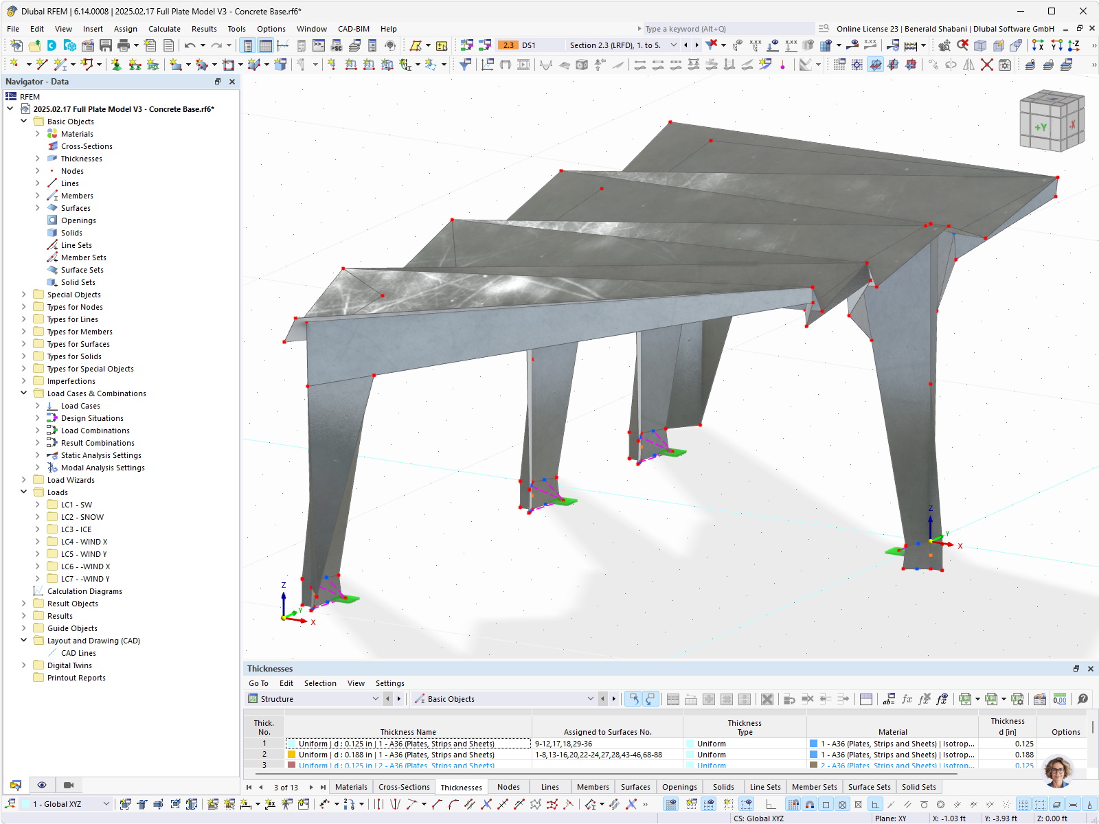 3D model moderní autobusové zastávky s ocelovou konstrukcí v programu RFEM