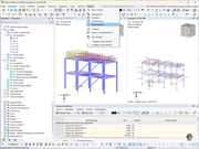 Zobrazení ve dvou oknech v programu RFEM 6 umožňuje zobrazit zatížení a osové síly vedle sebe.