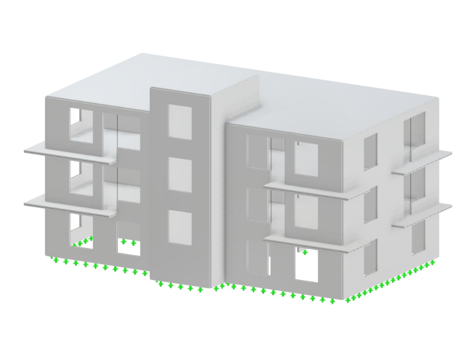 Betonová konstrukce s nastavitelnými rozměry, úrovněmi podlaží a umístěním oken pro efektivnější architektonické plánování.