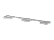 3D vizualizace statického modelu demonstrující základ z kombinované patky se ztužujícím trámem v betonové konstrukci.