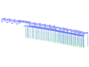 RFEM 6 model ocelové jeřábové dráhy pro nástupiště 4 na hlavním nádraží v Amsterodamu