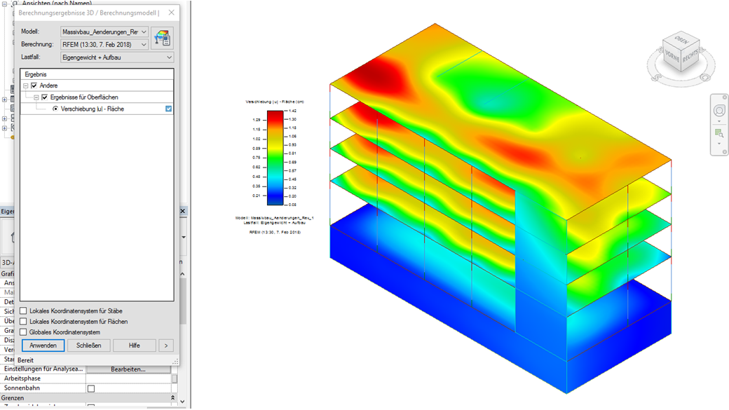 RFEM-Berechnungsergebnisse in Revit