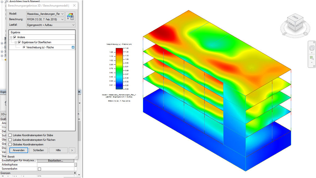 RFEM-Berechnungsergebnisse in Revit