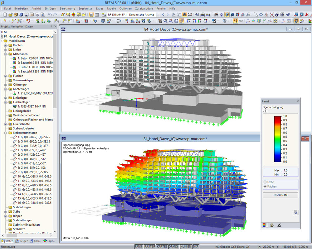 Hotel Intercontinental in Davos, Schweiz | Realisiert mit RFEM von Sailer Stepan und Partner GmbH, München | www.ssp-muc.com
