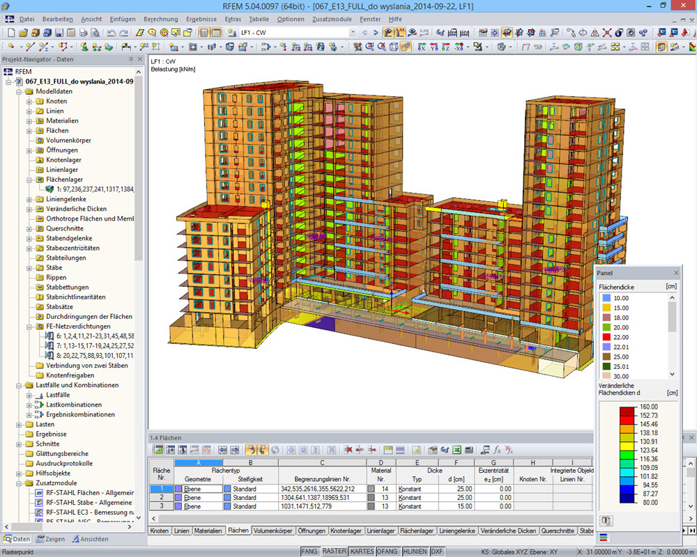 Wohnhochhäuser mit Geschäften und Tiefgarage | Realisiert mit RFEM von MGM Konstrukcje Inżynierskie s.c. Krakau, Polen | www.mgm-ki.pl