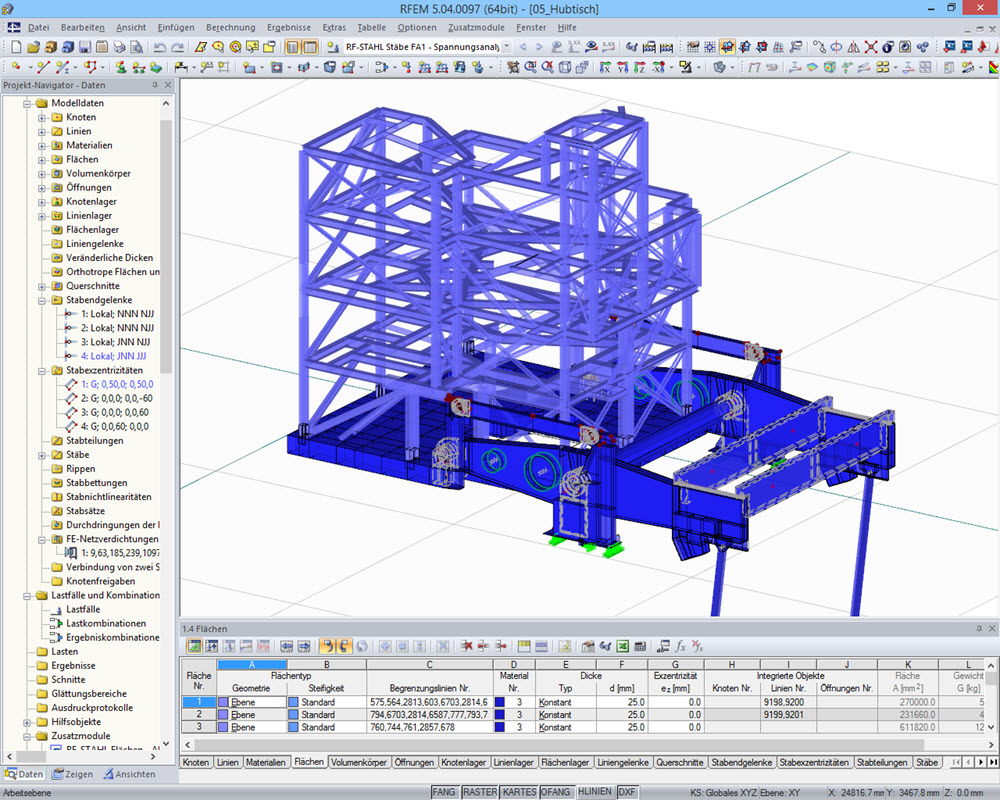 Hubtisch | Realisiert mit RFEM vom Ingenieurbüro Ehlenz, Beckingen | www.ibehlenz.de