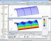 Membranstruktur vor und nach Formfindung in RFEM