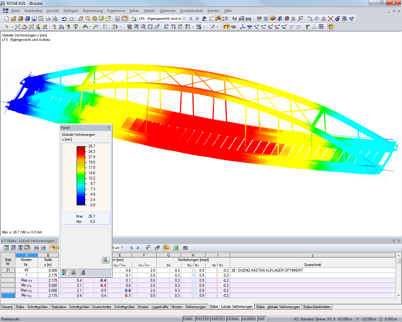 Verformungsbild einer Brücke